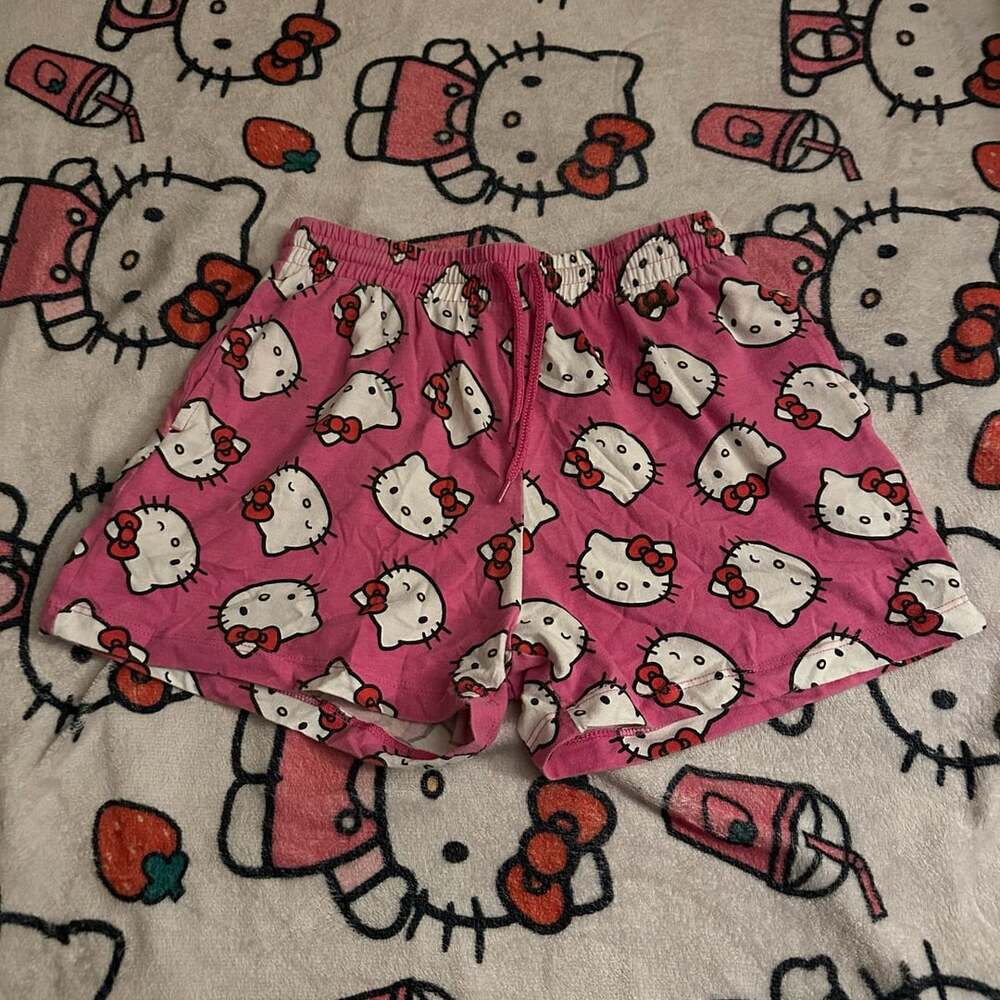 Sanrio Hello Kitty Pink Patterned Drawstring Pajama Shorts